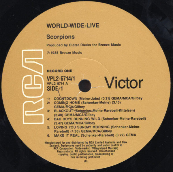 Scorpions : World Wide Live (2xLP, Album, Gat)