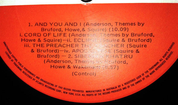 Yes : Close To The Edge (LP, Album, Gat)