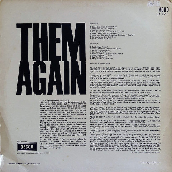 Them (3) : Again (LP, Album, Mono)