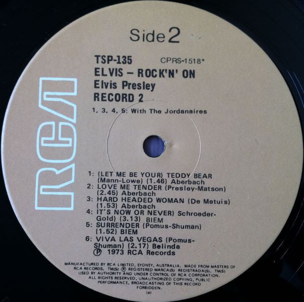 Elvis Presley : Rock 'N' On (2xLP, Comp, RP, Gat)