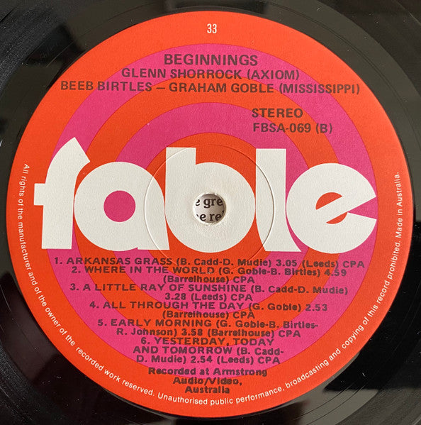 Glenn Shorrock • Beeb Birtles • Graham Goble : Beginnings (LP, Comp)
