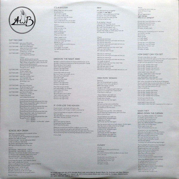 Average White Band : Cut The Cake (LP, Album)