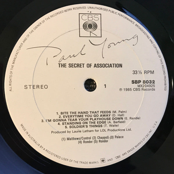 Paul Young : The Secret Of Association (LP, Album)