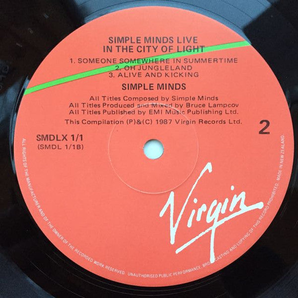 Simple Minds : Live In The City Of Light (2xLP, Album, Gat)
