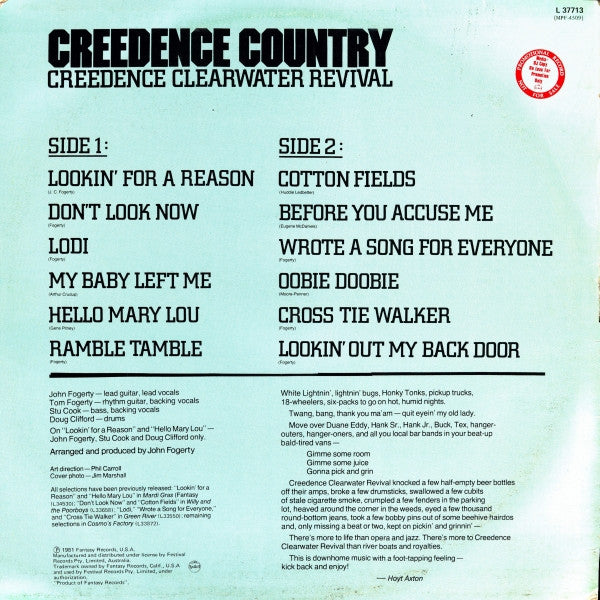 Creedence Clearwater Revival : Creedence Country (LP, Comp)