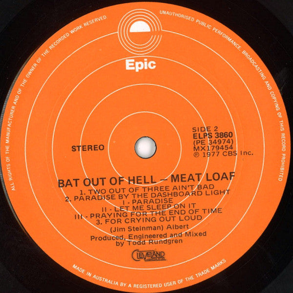 Meat Loaf : Bat Out Of Hell (LP, Album, Ora)