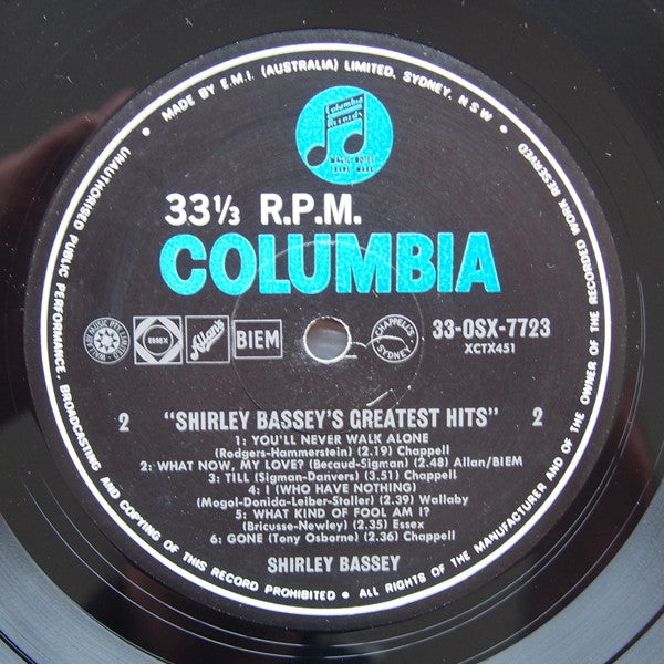 Shirley Bassey : Shirley Bassey's Greatest Hits (LP, Comp, Mono)