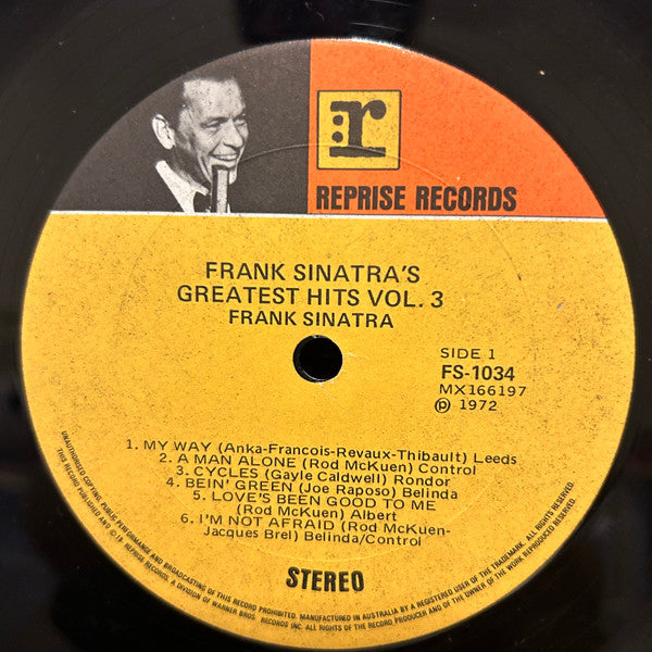 Frank Sinatra : Frank Sinatra's Greatest Hits, Vol.3 (LP, Comp)
