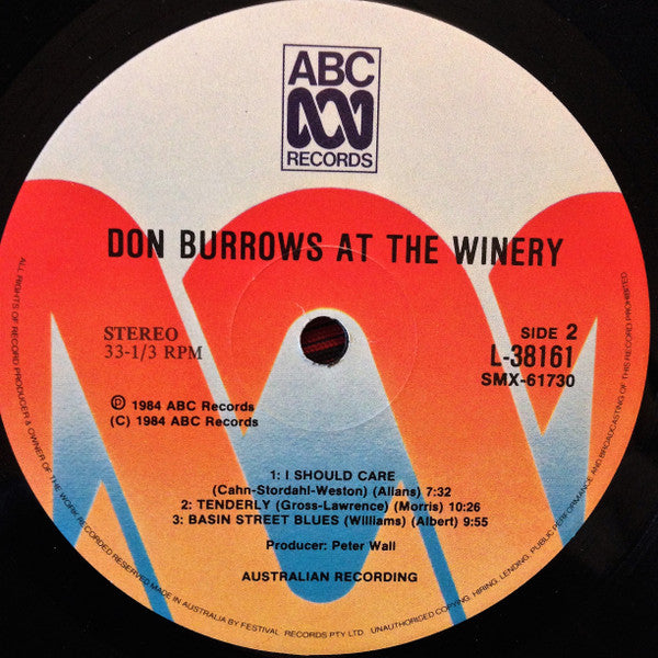 Don Burrows : Burrows At The Winery (LP, Album)