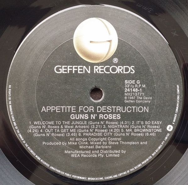Guns N' Roses : Appetite For Destruction (LP, Album)
