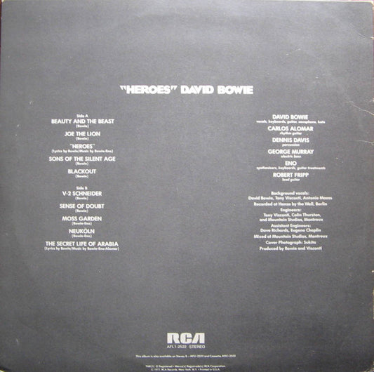 David Bowie : "Heroes" (LP, Album, Ind)