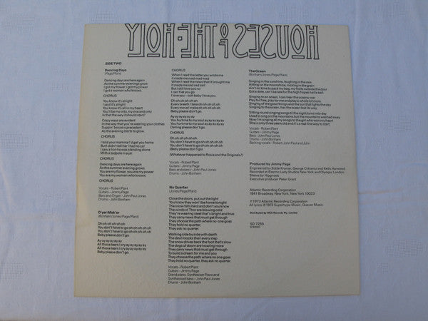 Led Zeppelin : Houses Of The Holy (LP, Album, Gat)
