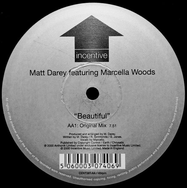 Matt Darey Featuring Marcella Woods : Beautiful (2002 Remixes) (12")