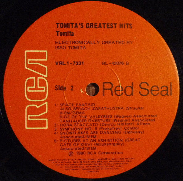 Tomita : Tomita's Greatest Hits (LP, Comp, RE)