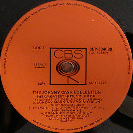 Johnny Cash : The Johnny Cash Collection • His Greatest Hits, Volume II (LP, Comp)