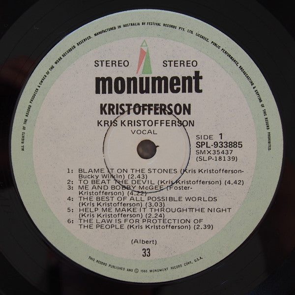 Kris Kristofferson : Kristofferson (LP, Album)