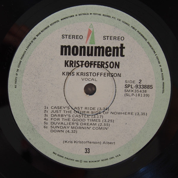 Kris Kristofferson : Kristofferson (LP, Album)