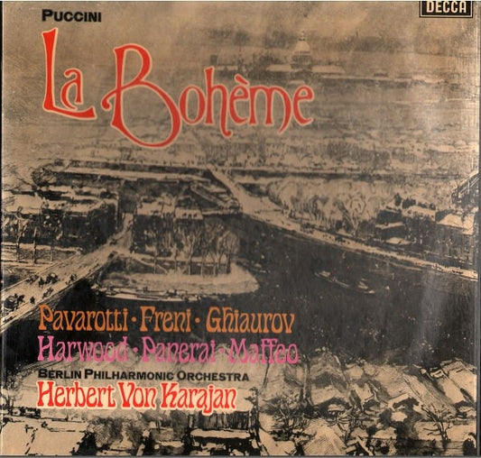 Giacomo Puccini - Luciano Pavarotti · Mirella Freni · Nicolai Ghiaurov · Elizabeth Harwood · Rolando Panerai · Gianni Maffeo · Berliner Philharmoniker · Herbert von Karajan : La Bohème (2xLP, RP + Box)