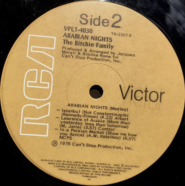 The Ritchie Family : Arabian Nights (LP, Album, P/Mixed)