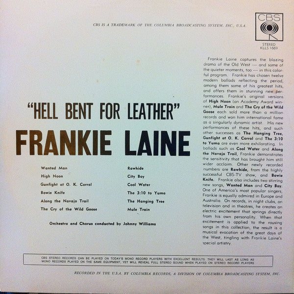 Frankie Laine : Hell Bent For Leather! (LP)