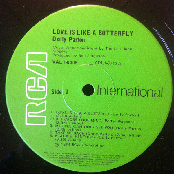 Dolly Parton : Love Is Like A Butterfly (LP, Album, Dyn)