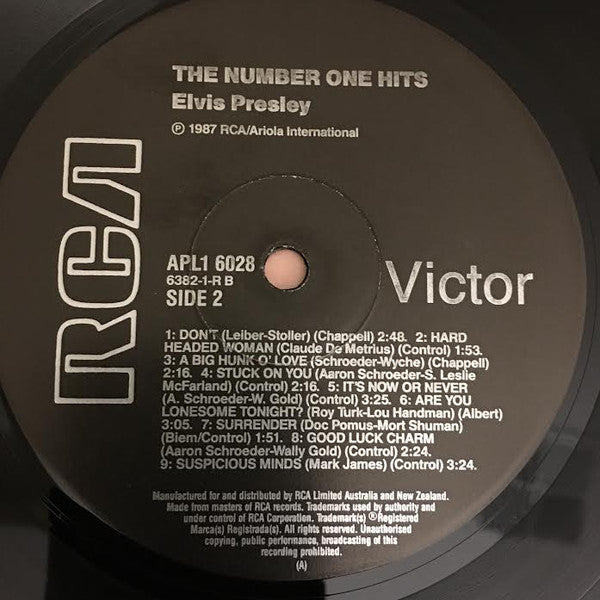 Elvis Presley : The Number One Hits (LP, Comp, RM)