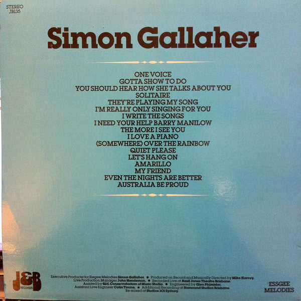 Simon Gallaher : One Voice (LP)