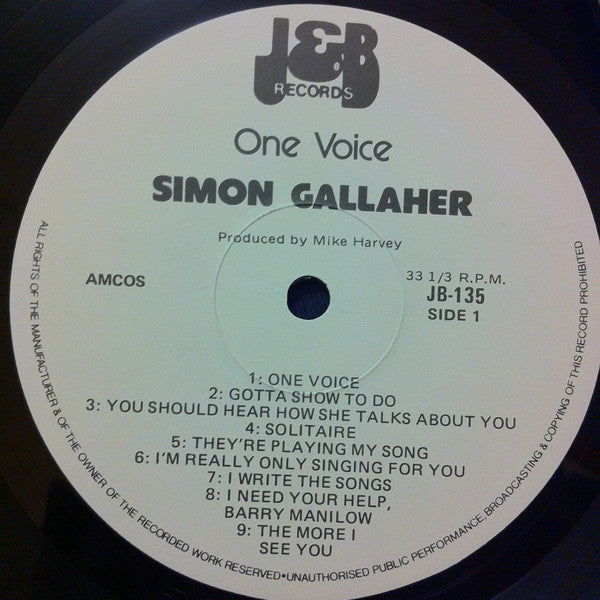 Simon Gallaher : One Voice (LP)