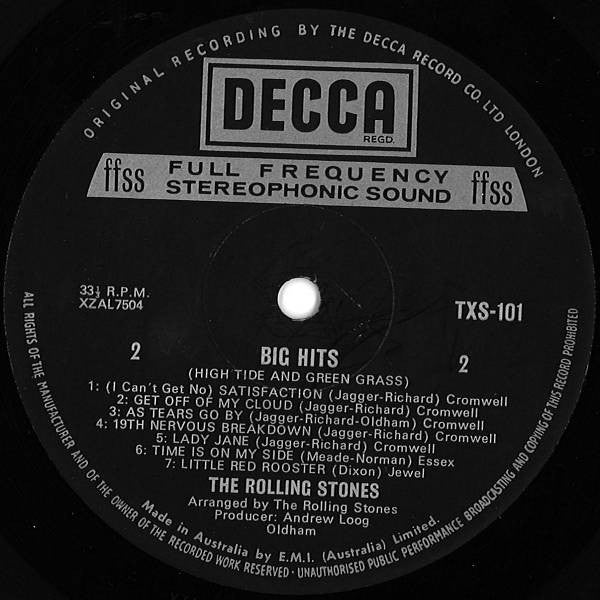 The Rolling Stones : Big Hits (High Tide And Green Grass) (LP, Comp, RE)