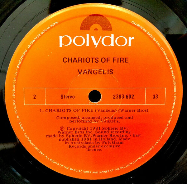 Vangelis : Chariots Of Fire (LP, Album)