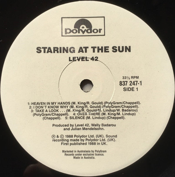 Level 42 : Staring At The Sun (LP, Album)
