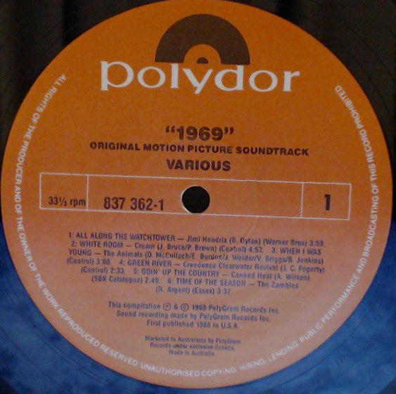 Various : 1969 - The Original Motion Picture Soundtrack (LP, Comp, Sou)