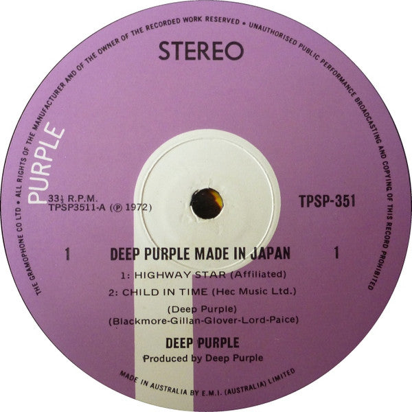 Deep Purple : Made In Japan (2xLP, Album, Gat)