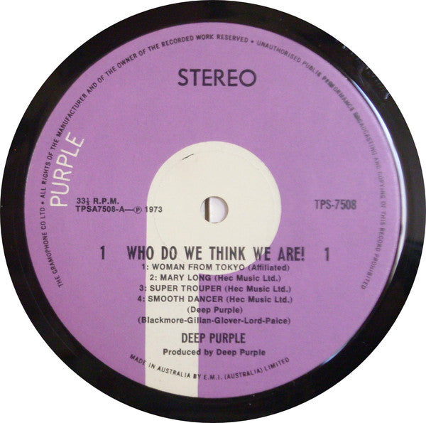Deep Purple : Who Do We Think We Are (LP, Album, Gat)
