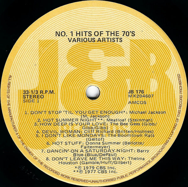 Various : No1 Hits Of The 70's (LP, Comp)