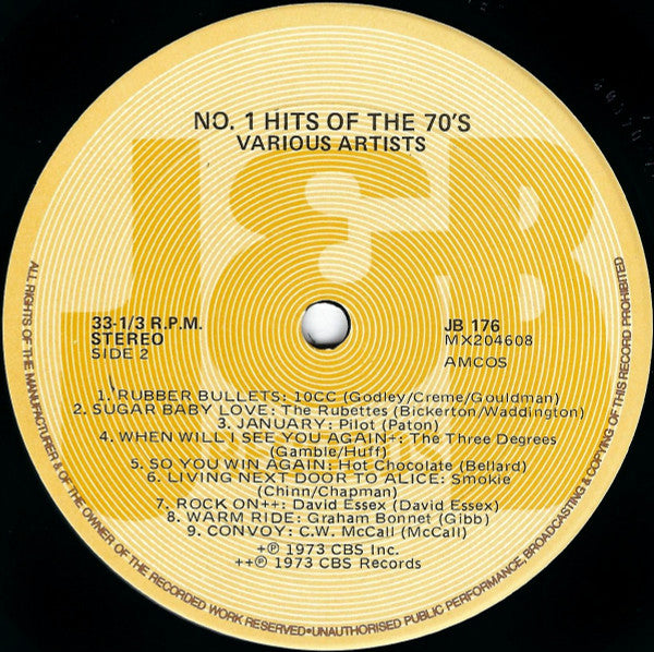 Various : No1 Hits Of The 70's (LP, Comp)