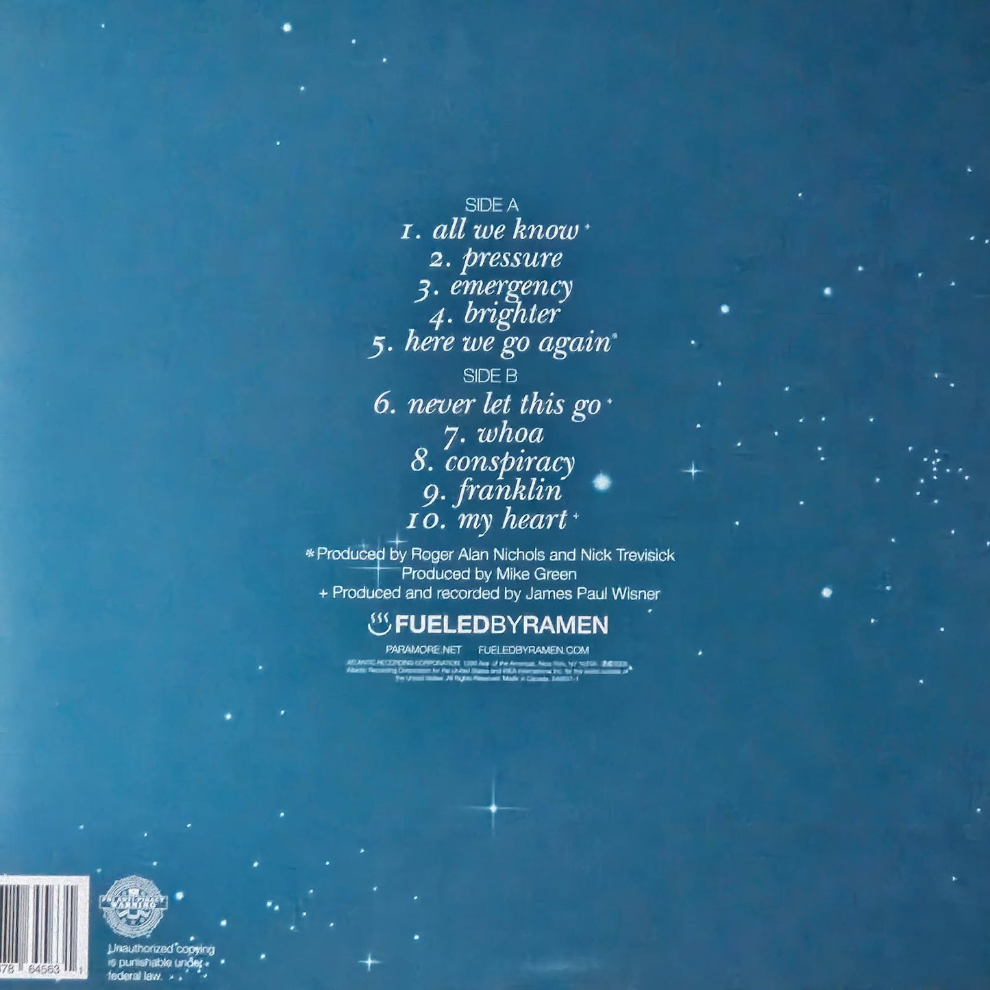 PARAMORE - ALL WE KNOW IS FALLING - LIMITED EDITION EDITION SILVER
