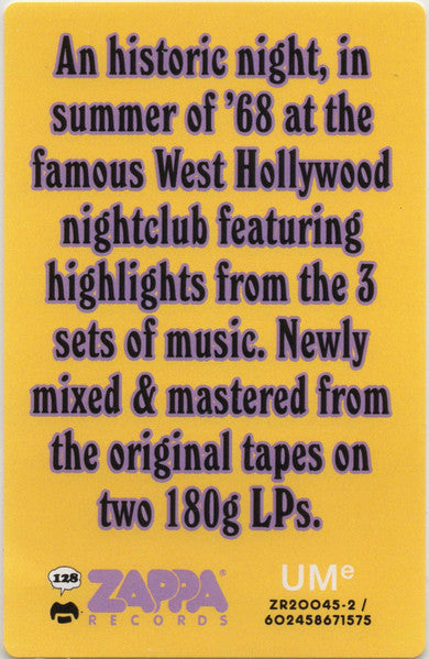 Frank Zappa & The Mothers - Whisky A Go Go, 1968: Highlights (2xLP, Album, 180)