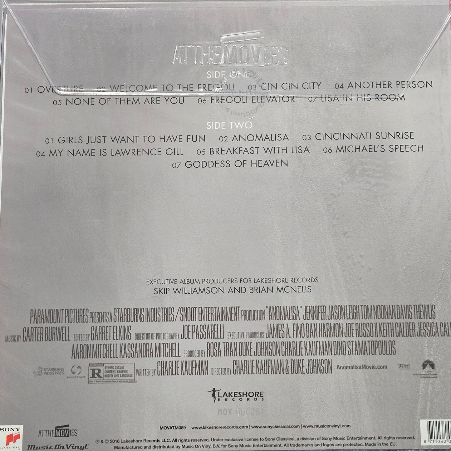 ANOMALIA SOUNDTRACK VINYL LIMITED EDITION NUMBERED SILVER VINYL AT THE MOVIES