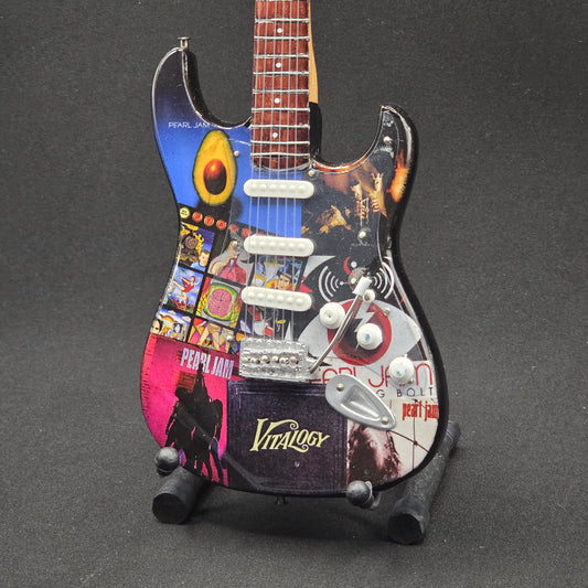 Miniature Guitar - Pearl Jam Album Covers Fender Stratocaster - Model Guitar Inc Stand