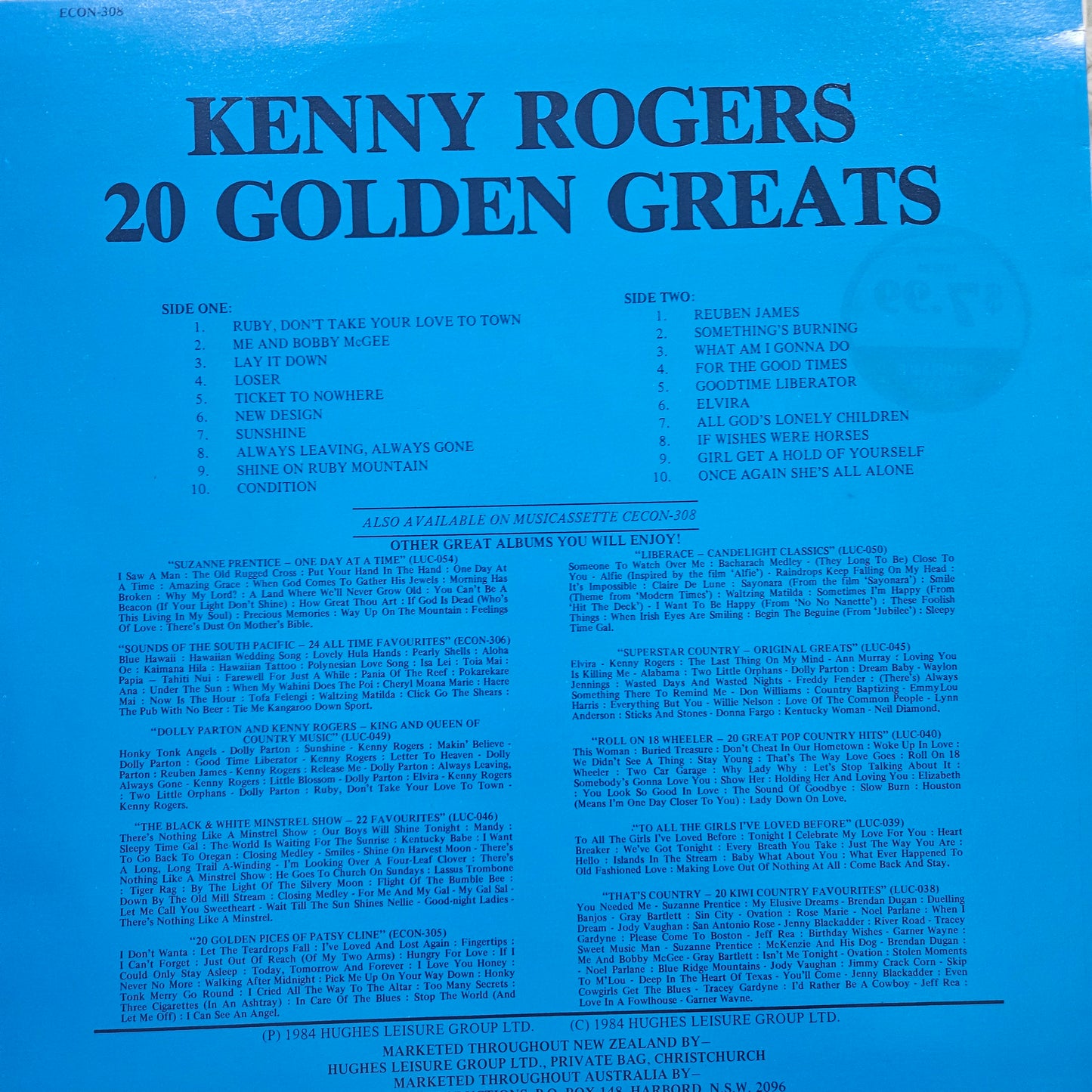 KENNY ROGERS - 20 GOLDEN GREATS GREATEST HITS BEST OF