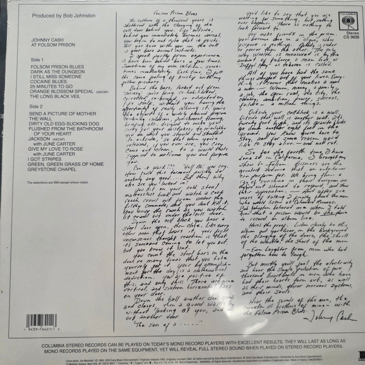 Johnny Cash - At Folsom Prison (LP, Album, RE) Vinyl Record / LP