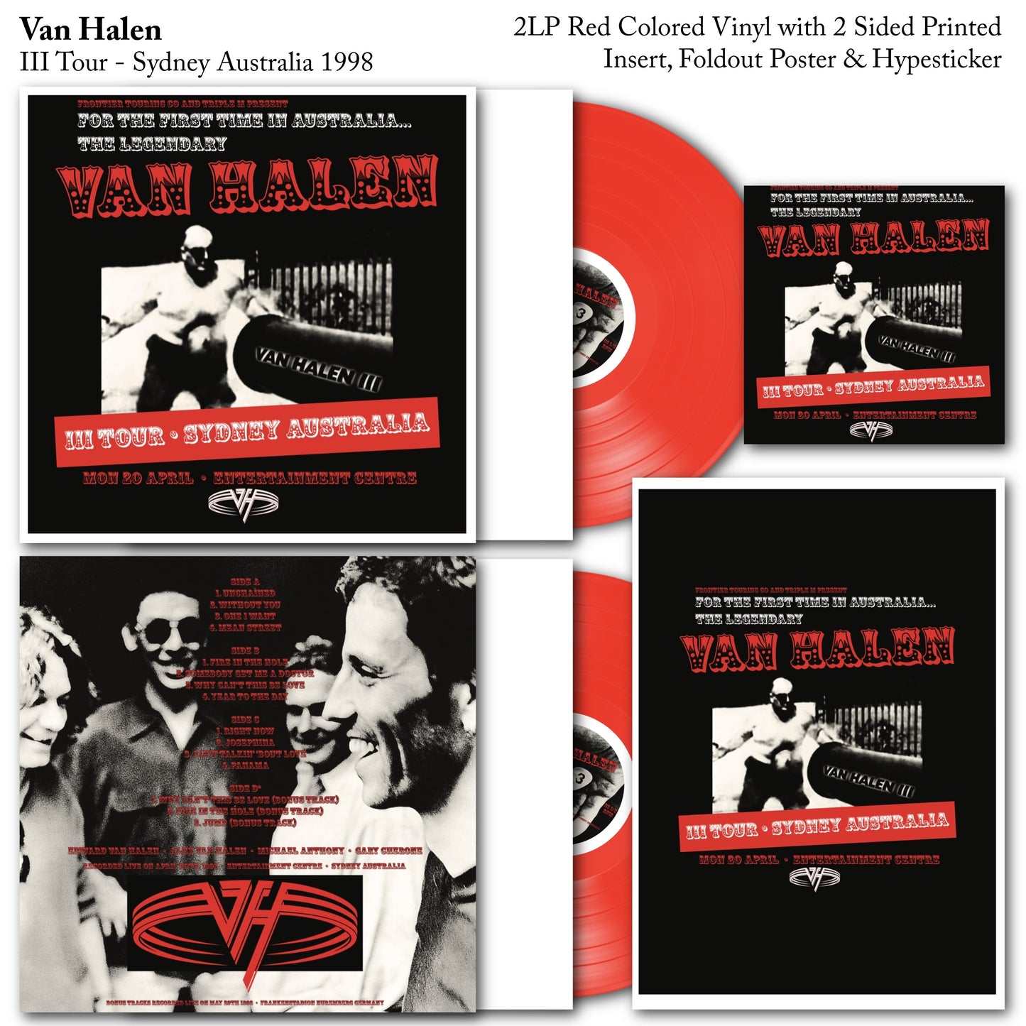 Van Halen - III Tour Live Sydney Australia 2LP Vinyl Record