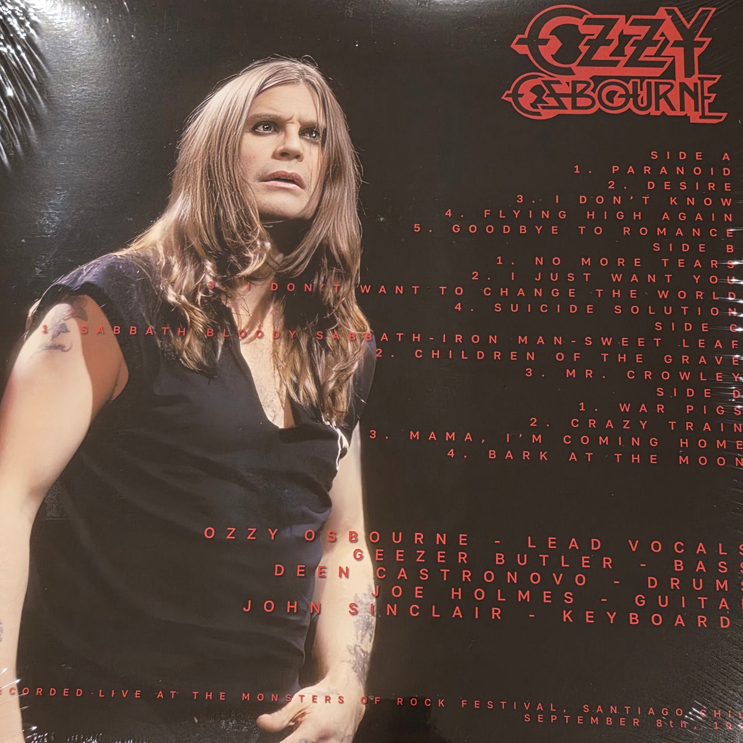 Ozzy Osbourne - Retirement Sucks Tour - Monsters of Rock Chile 1995 Live Vinyl Record 2LP Plus Poster