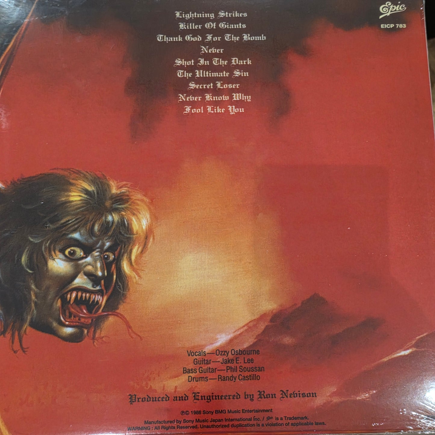 Ozzy Osbourne - The Ultimate Sin Vinyl Record LP