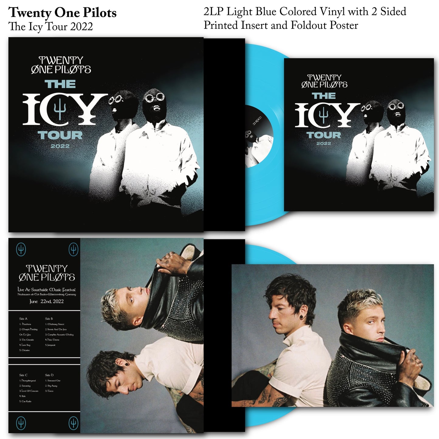 Twenty One Pilots - The ICY Tour 2022 - Southside Music Festival 2LP Vinyl Record 21 Pilots