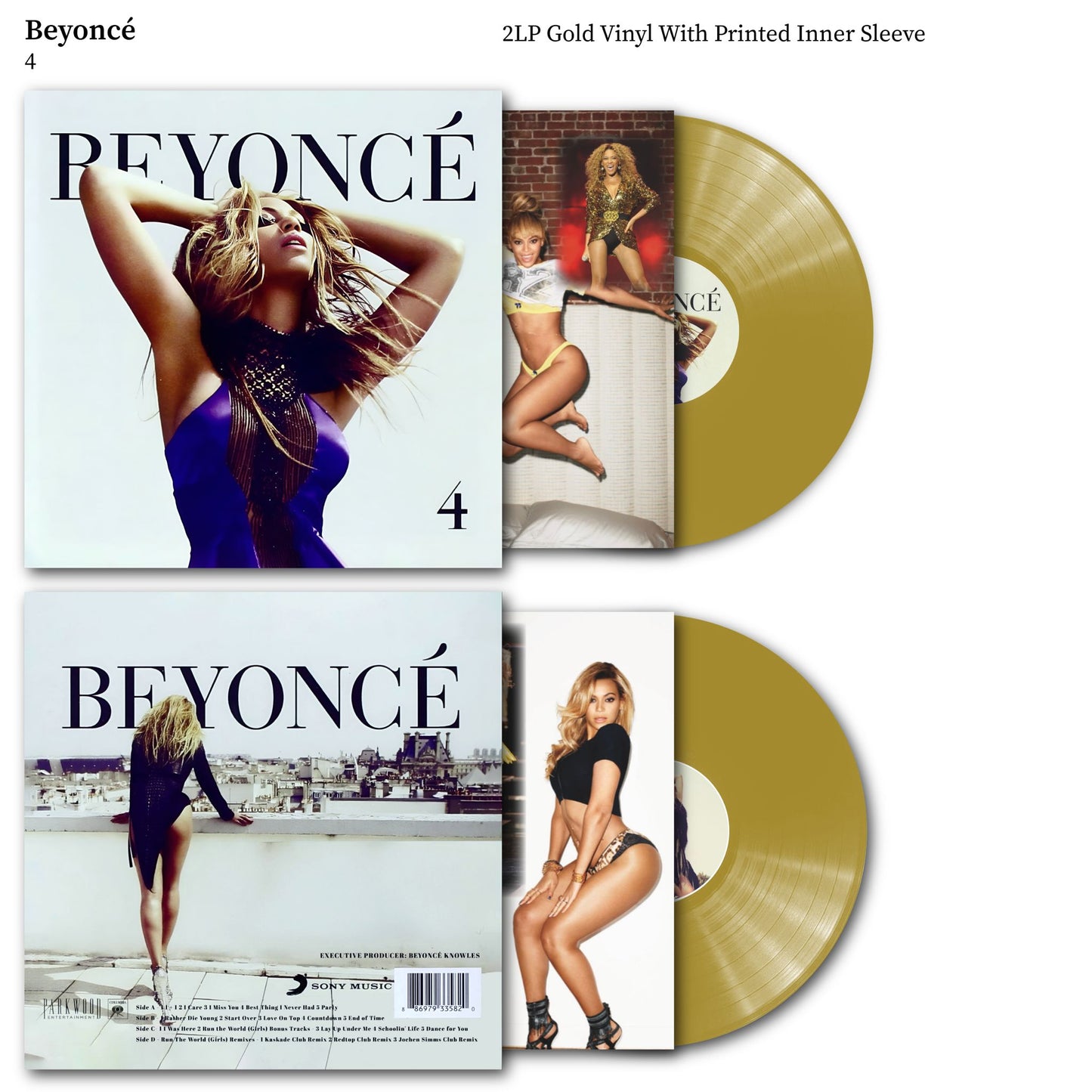 BEYONCÈ 4 FOUR VINYL RECORD 2LP GOLD COLOURED VINYL