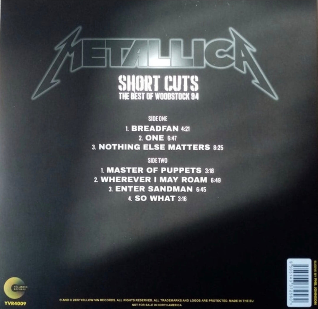 METALLICA BEST OF WOODSTOCK 1994 SHORT CUTS VINYL RECORD YELLOW COLOURED