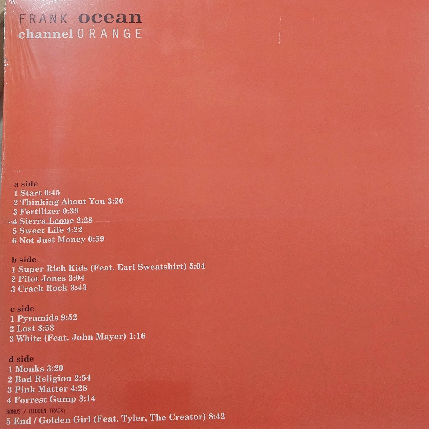 Frank Ocean - Channel Orange 2LP Coloured Vinyl Limited Edition. New & Sealed