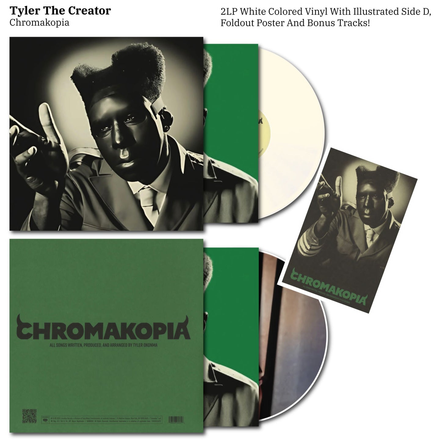 TYLER THE CREATOR CHROMAKOPIA 2LP VINYL RECORD COLOURED INC POSTER AND ILLUSTRATED SIDE B (PREORDER ARRIVING SOON)